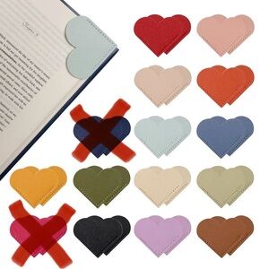 🍪 Heart-Shaped Leather Corner Bookmarks - Set of 2